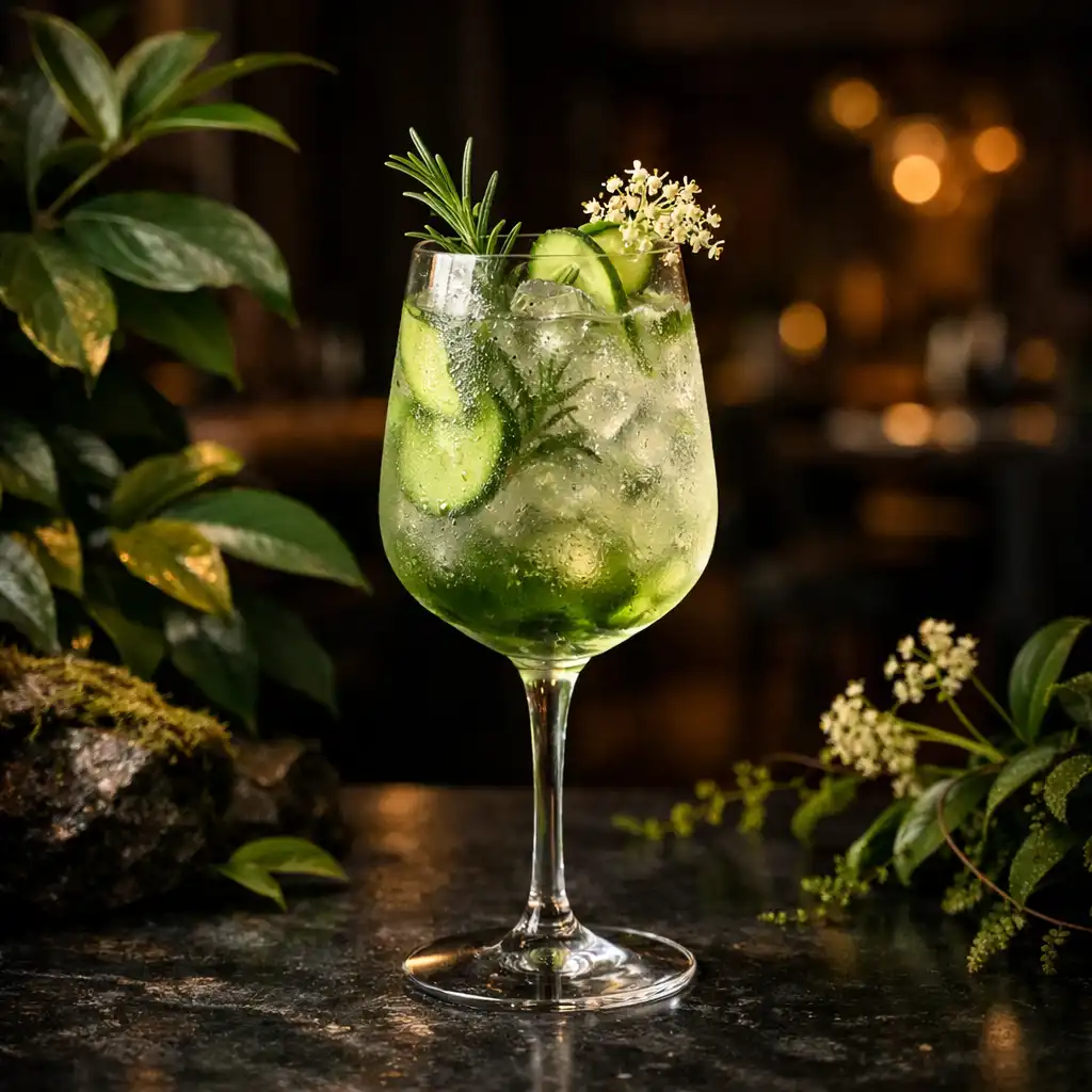 Botaniczny mocktail w eleganckim szkle
